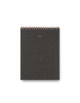 Appointed Tasks Notepad with bookcloth cover, gold foil details, and top-bound wire-o binding || Charcoal Gray