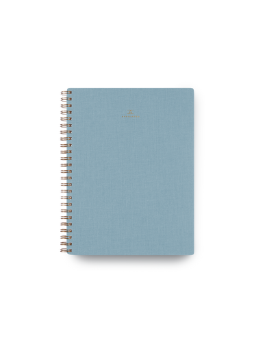 Appointed Dot Grid Workbook in Chambray Blue bookcloth with brass wire-o binding front cover || Chambray Blue