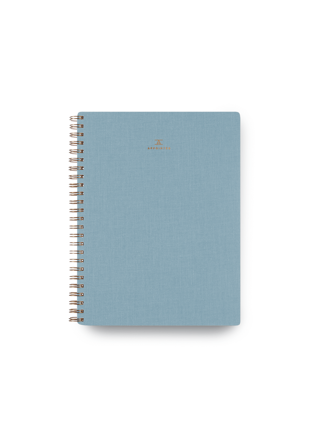 Appointed Workbook in Chambray Blue bookcloth with brass wire-o binding front cover || Chambray Blue