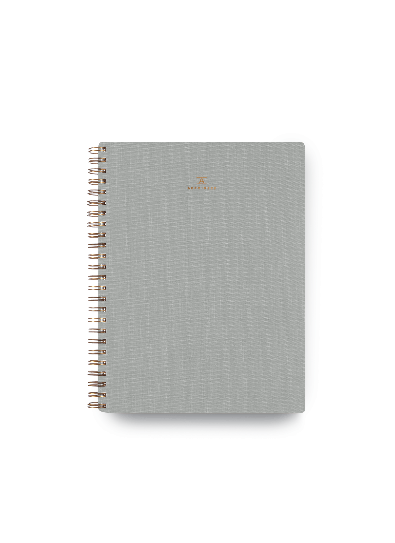 Appointed Workbook in Natural Linen bookcloth with brass wire-o binding front cover || Dove Gray