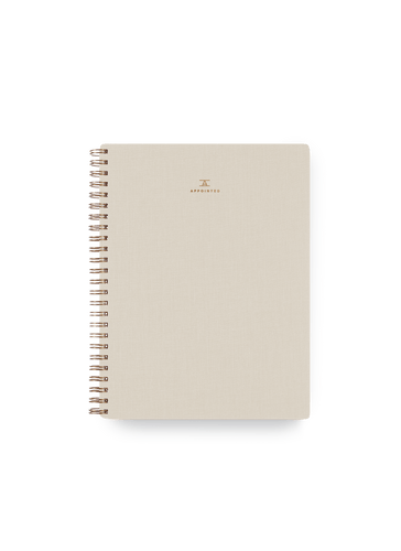 Appointed Workbook in Natural Linen bookcloth with brass wire-o binding front cover || Natural Linen