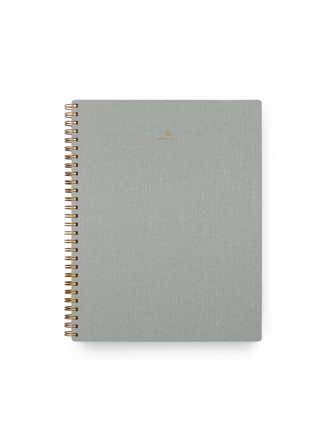 Appointed Notebook bookcloth with brass wire-o binding front view || Dove Gray