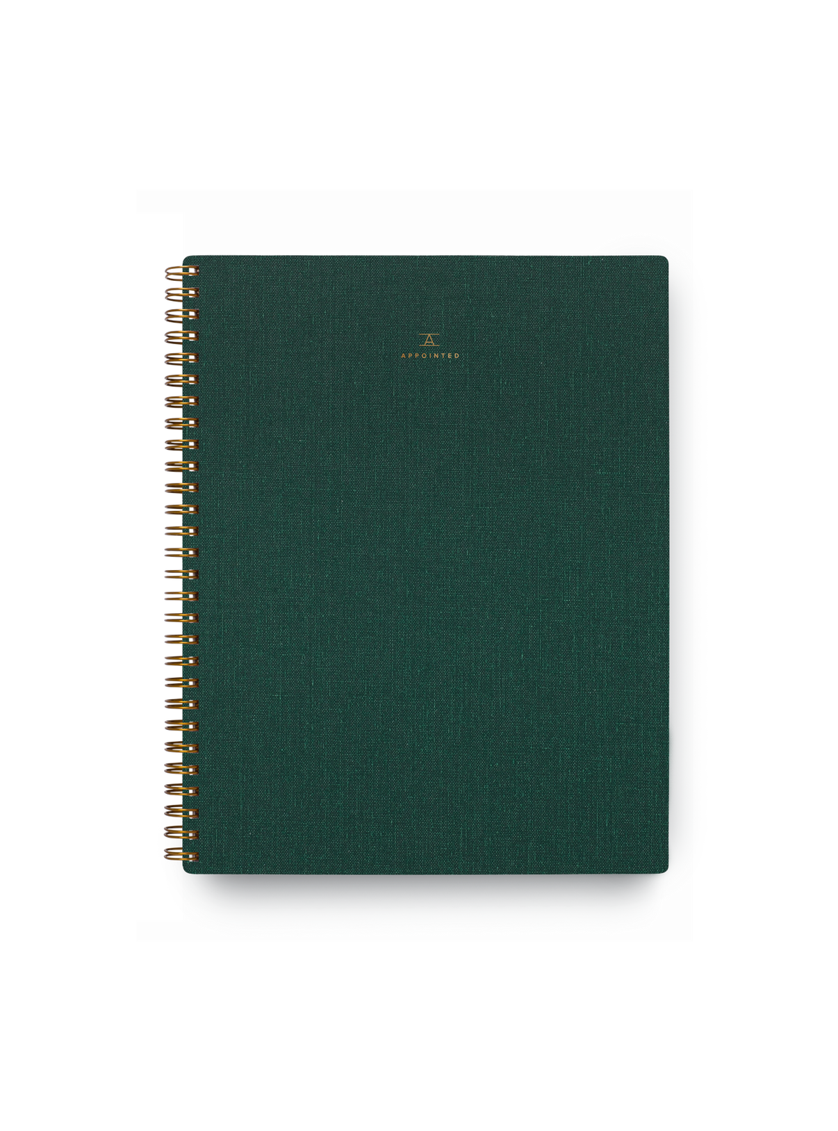 Appointed Notebook bookcloth with brass wire-o binding front view || Hunter Green