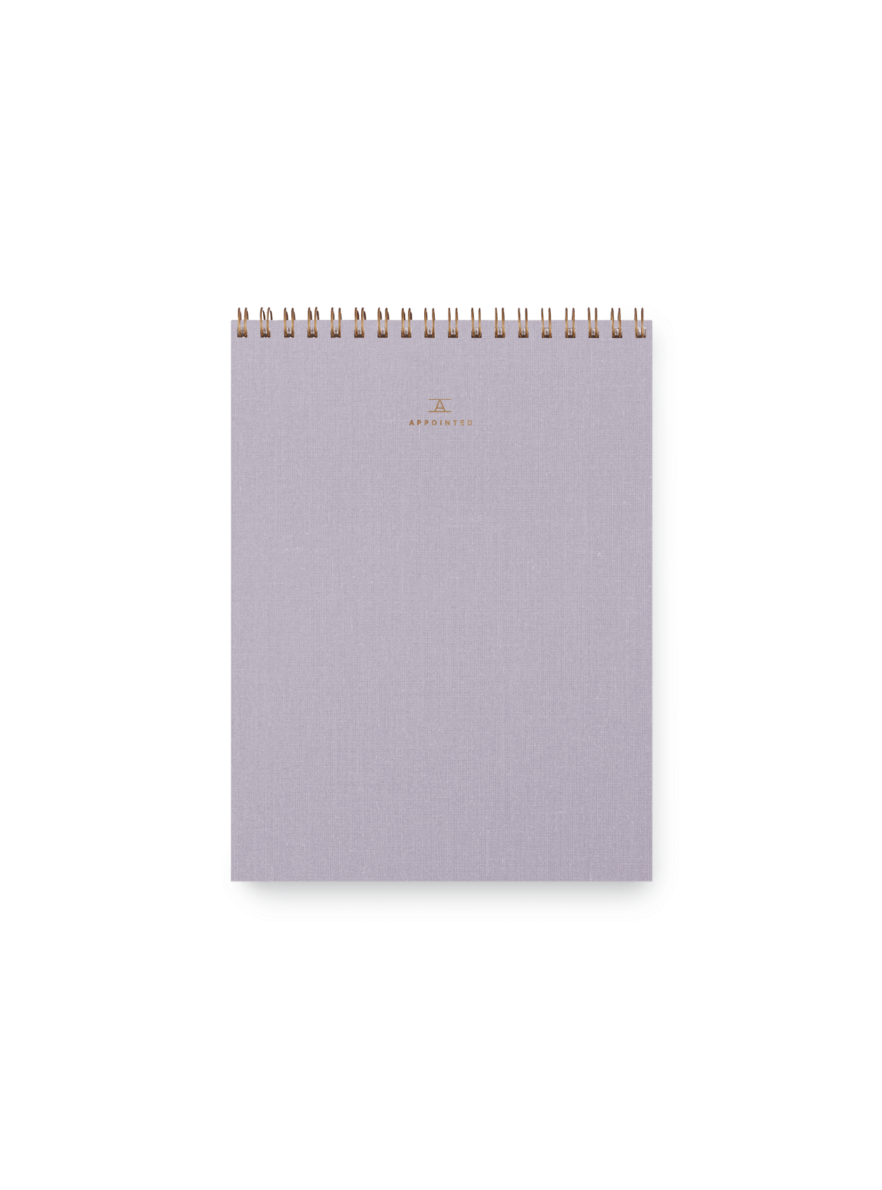 Appointed Office Notepad with gold foil details, bookcloth cover, and brass wire-o binding || Lavender Gray