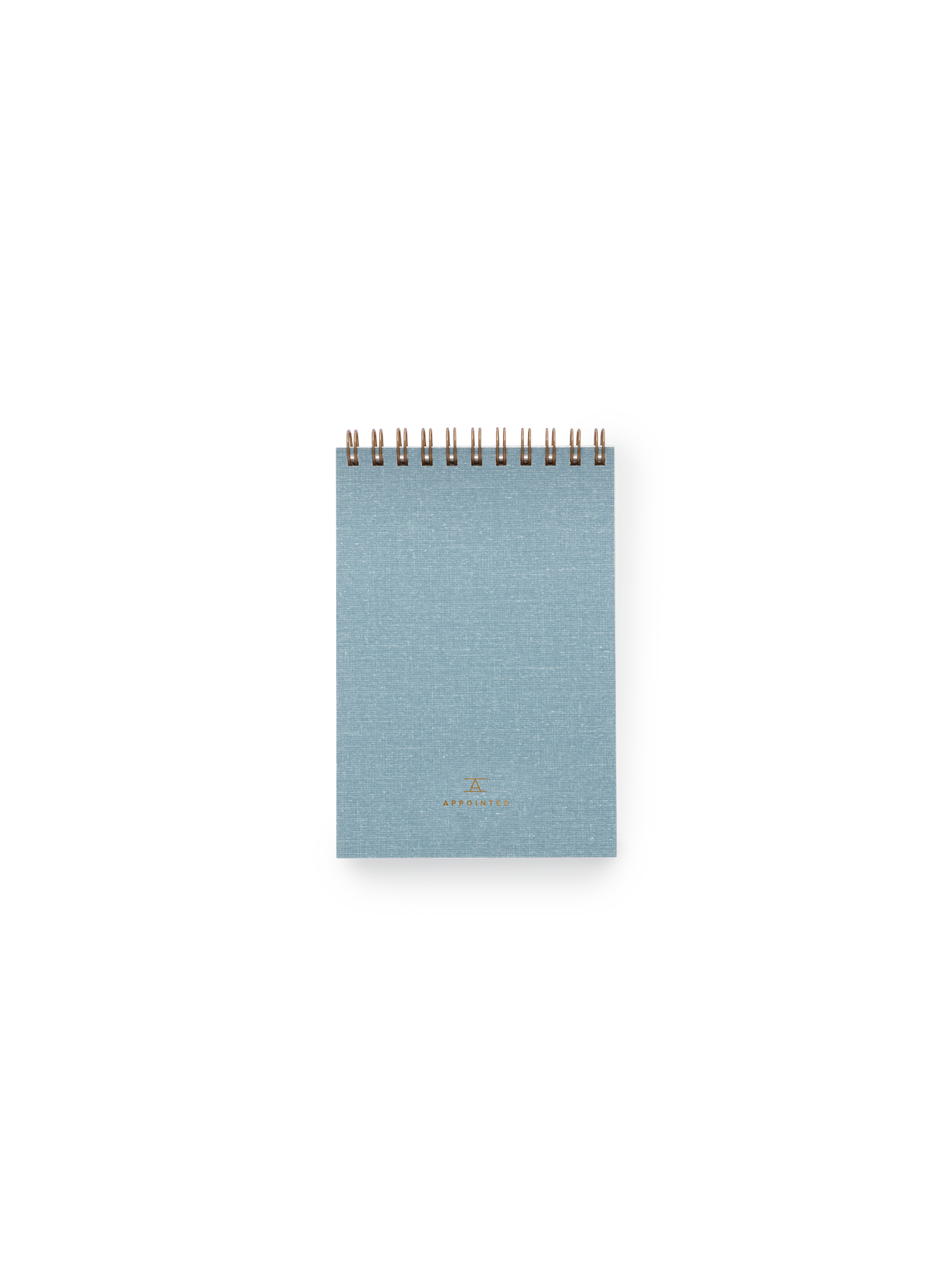 Appointed Pocket Notepad in Chambray Blue with brass wire-o binding front view || Chambray Blue
