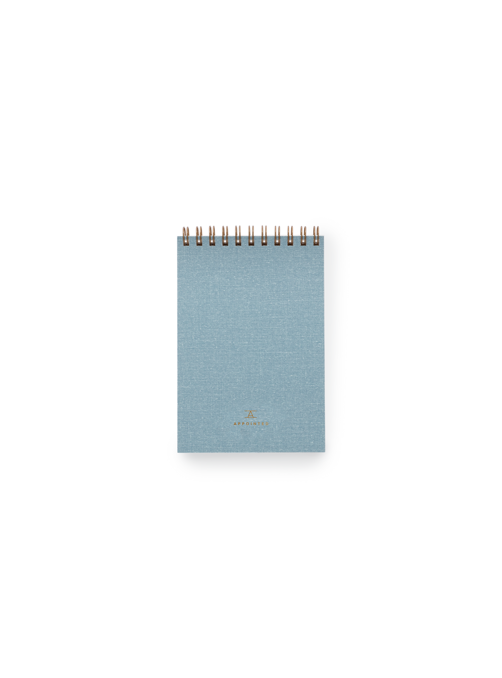 Appointed Pocket Notepad in Chambray Blue with brass wire-o binding front view || Chambray Blue