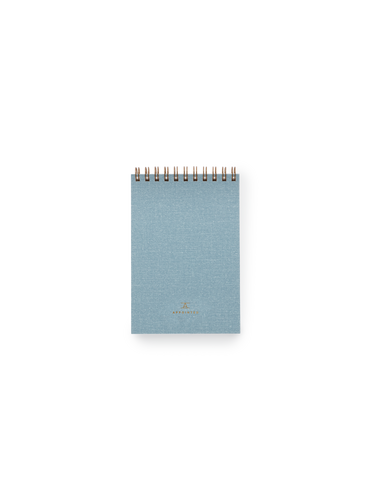 Appointed Pocket Notepad in Chambray Blue with brass wire-o binding front view || Chambray Blue