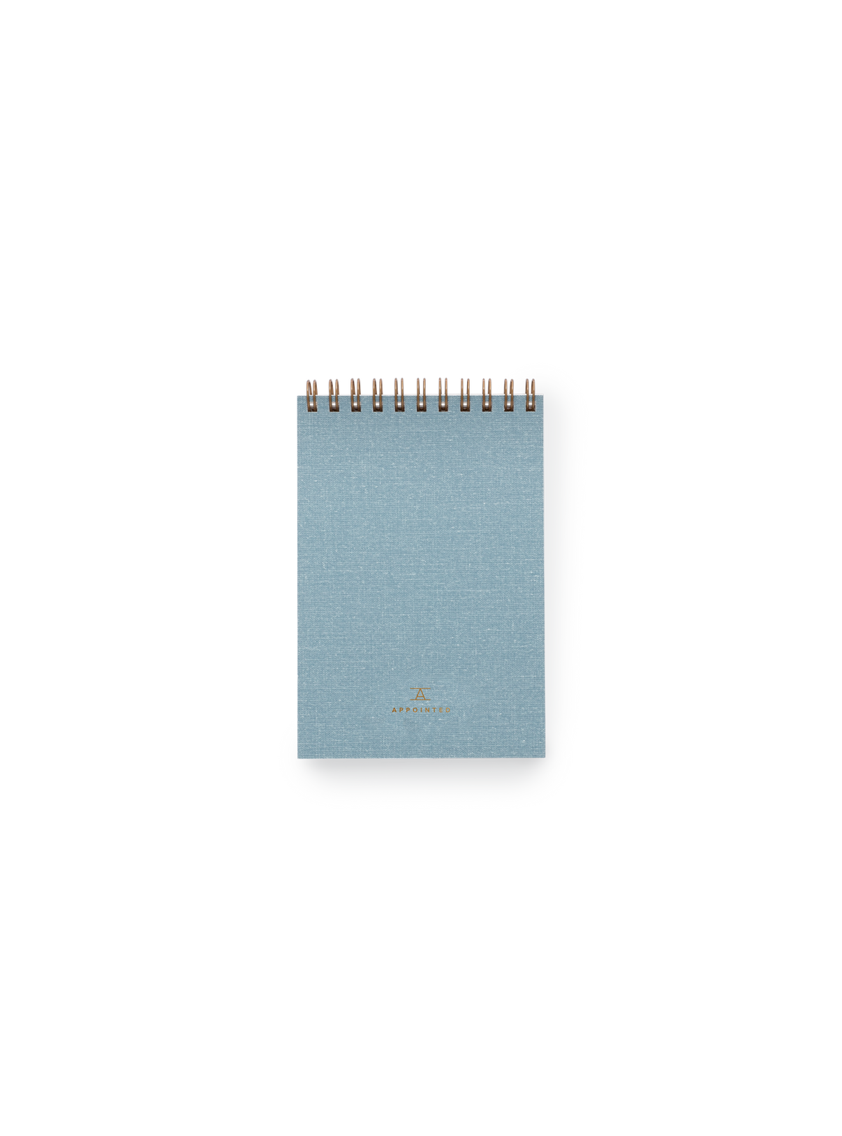Appointed Pocket Notepad in bookcloth with brass wire-o binding front view || Chambray Blue