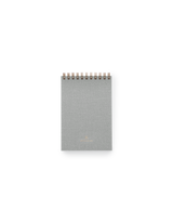 Appointed Pocket Notepad in Dove Gray bookcloth with brass wire-o binding front view || Dove Gray