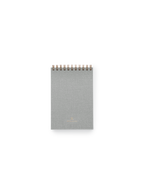 Appointed Pocket Notepad in Dove Gray bookcloth with brass wire-o binding front view || Dove Gray