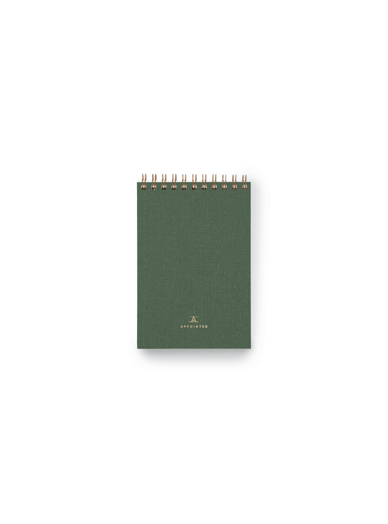 Appointed Pocket Notepad in bookcloth with brass wire-o binding front view || Fern Green