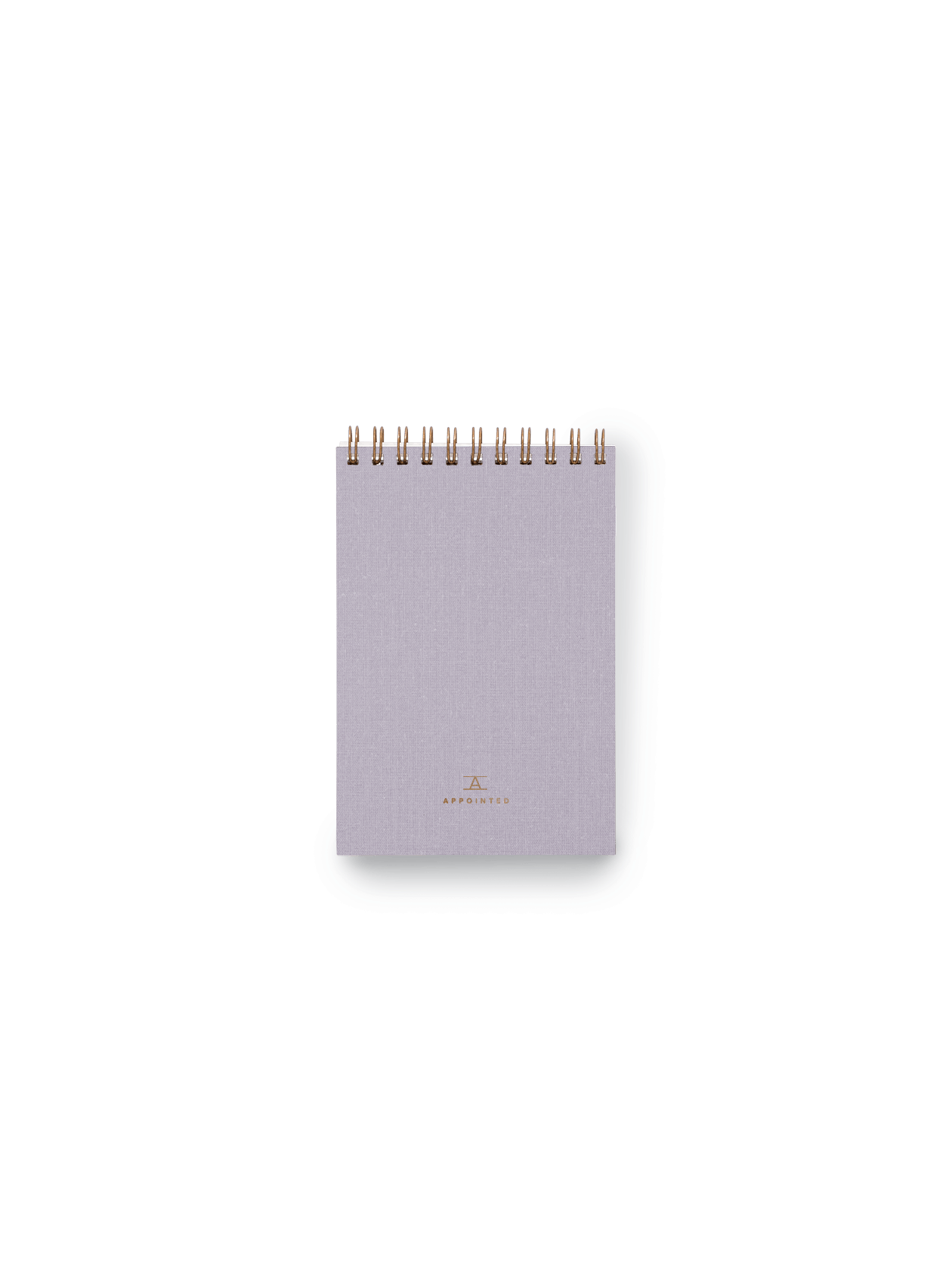 Appointed Pocket Notepad in bookcloth with brass wire-o binding front view || Lavender Gray