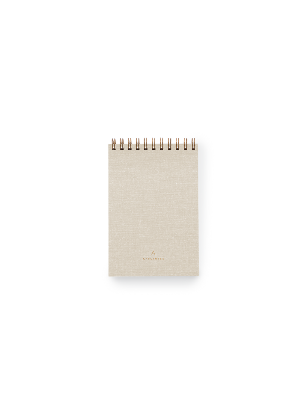 Appointed Pocket Notepad in Natural Linen bookcloth with brass wire-o front view || Natural Linen