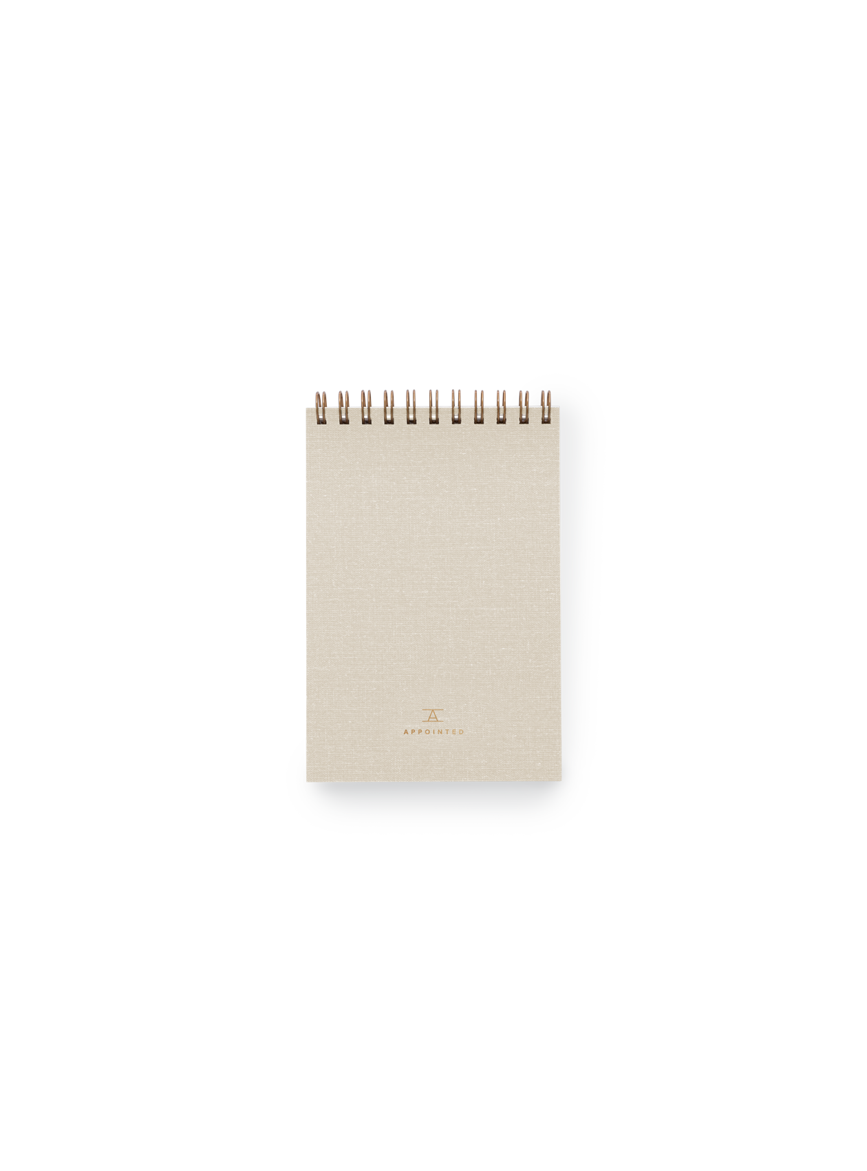 Appointed Pocket Notepad in Natural Linen bookcloth with brass wire-o front view || Natural Linen