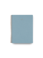 Appointed Notebook with bookcloth cover and brass wire-o binding front view || Chambray Blue