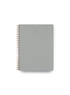 Appointed Notebook with bookcloth cover and brass wire-o binding front view || Dove Gray
