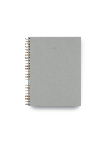 Appointed Dot Grid Workbook in Dove Gray bookcloth with brass wire-o binding front cover || Dove Gray