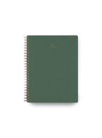 Appointed Notebook with bookcloth cover and brass wire-o binding front view || Fern Green