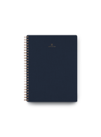 Appointed Notebook with bookcloth cover and brass wire-o binding front view || Oxford Blue