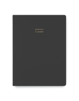 Appointed undated Large Monthly Planner in Charcoal Gray bookcloth with smyth-sewn binding front view || Charcoal Gray