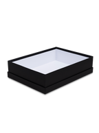 Opened and empty charcoal box inside of lid || Onyx and Slate