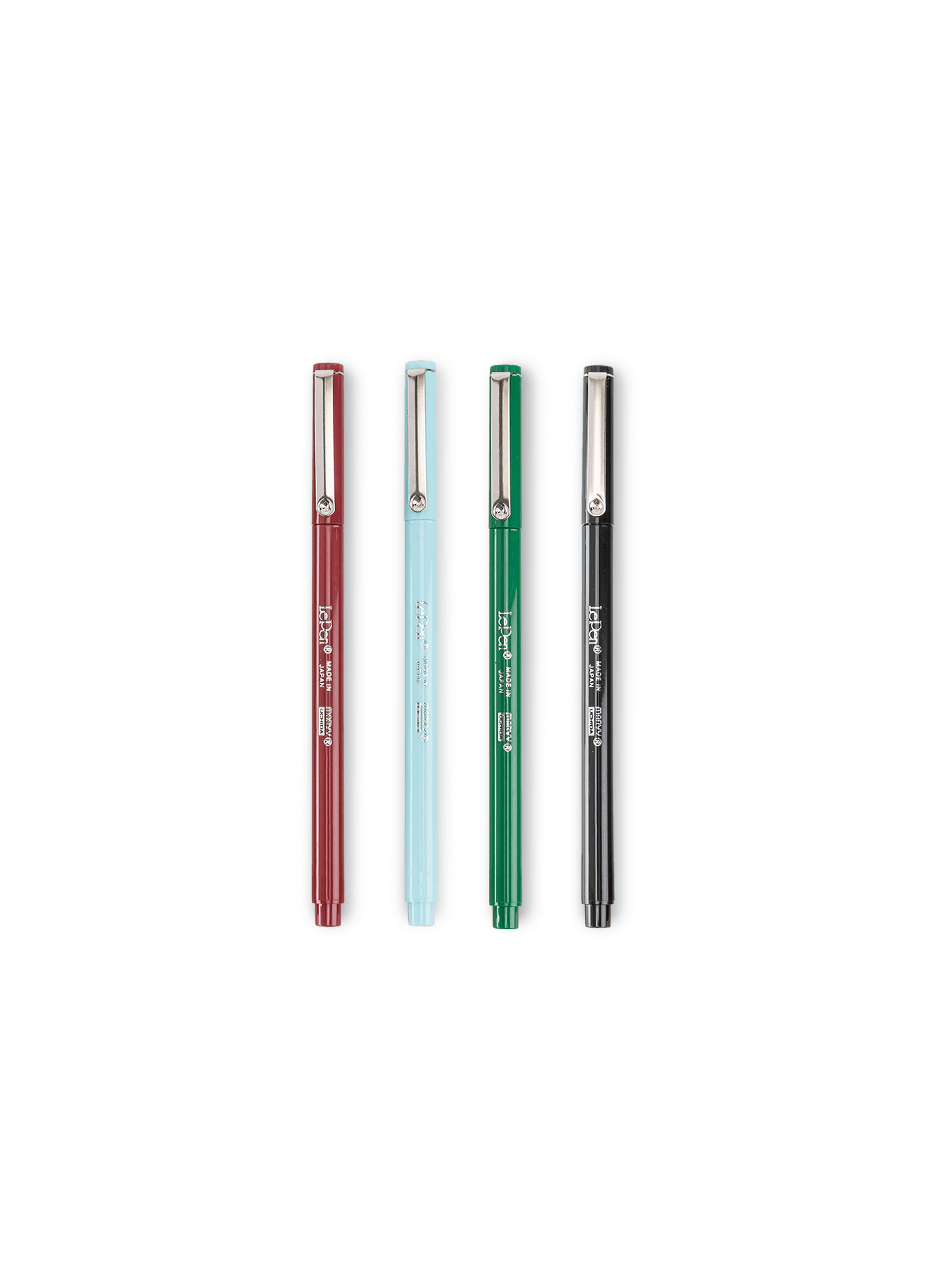 Le Pen Essentials Set in Black, Burgundy, Pale Blue and Green