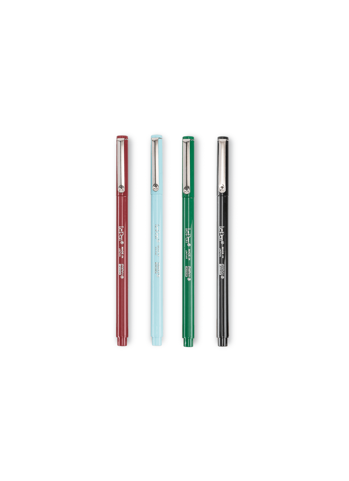 Le Pen Essentials Set in Black, Burgundy, Pale Blue and Green