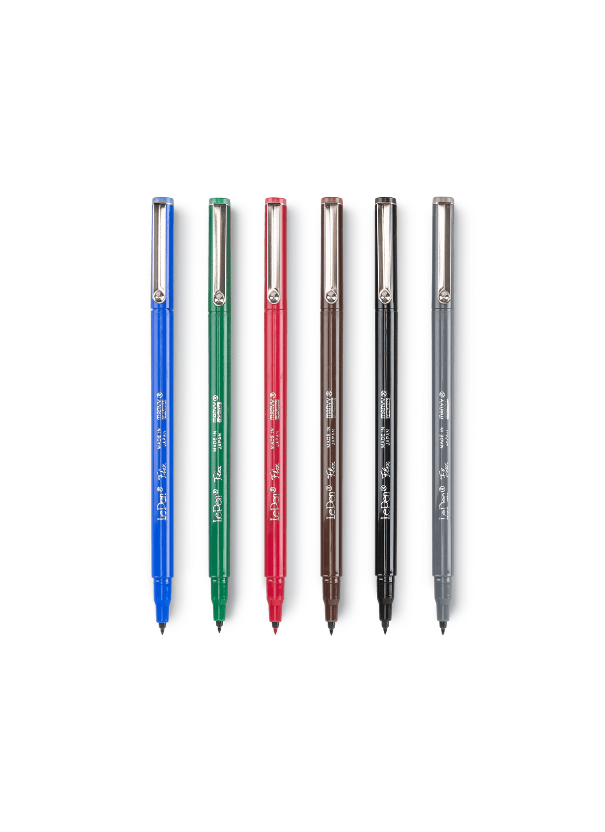 Le Pen Primary Flex Set including Blue, Green, Red, Brown, Black, and Dark Gray