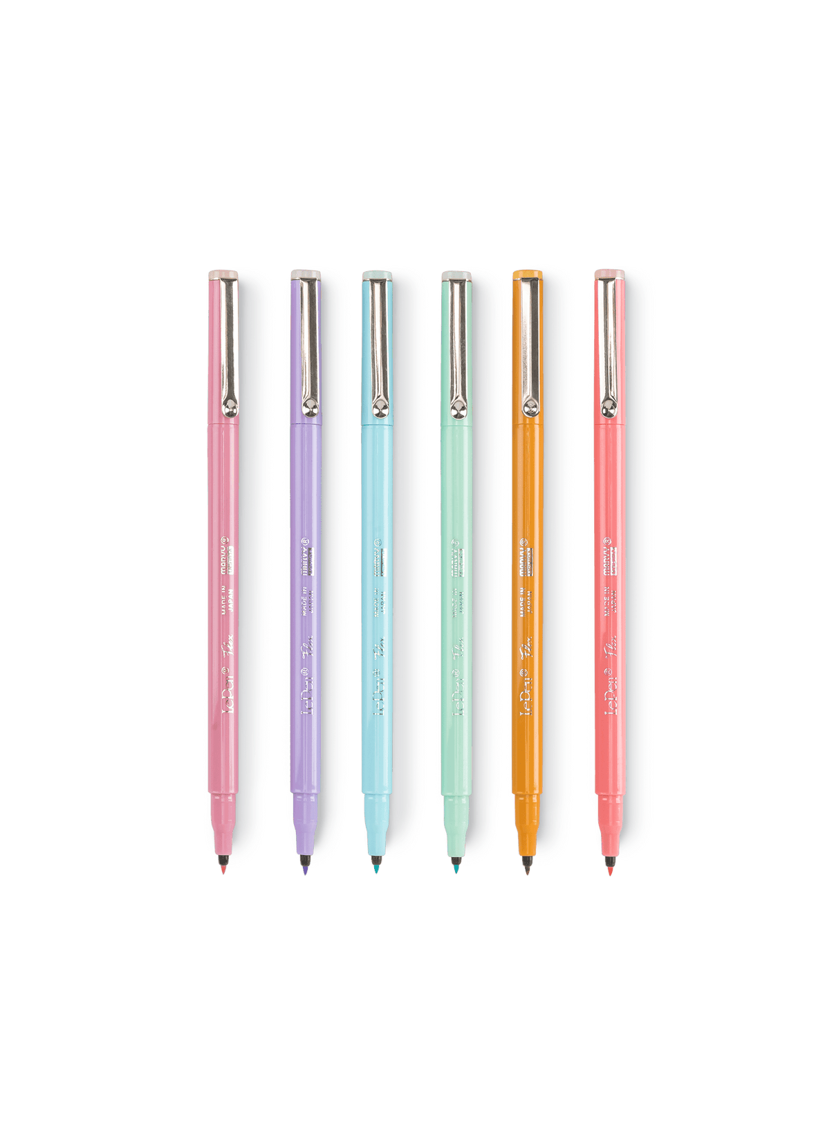 Le Pen Pastel Flex Set, including Coral Pink, Ochre, Peppermint, Pale Blue, Wisteria, Dusty Pink