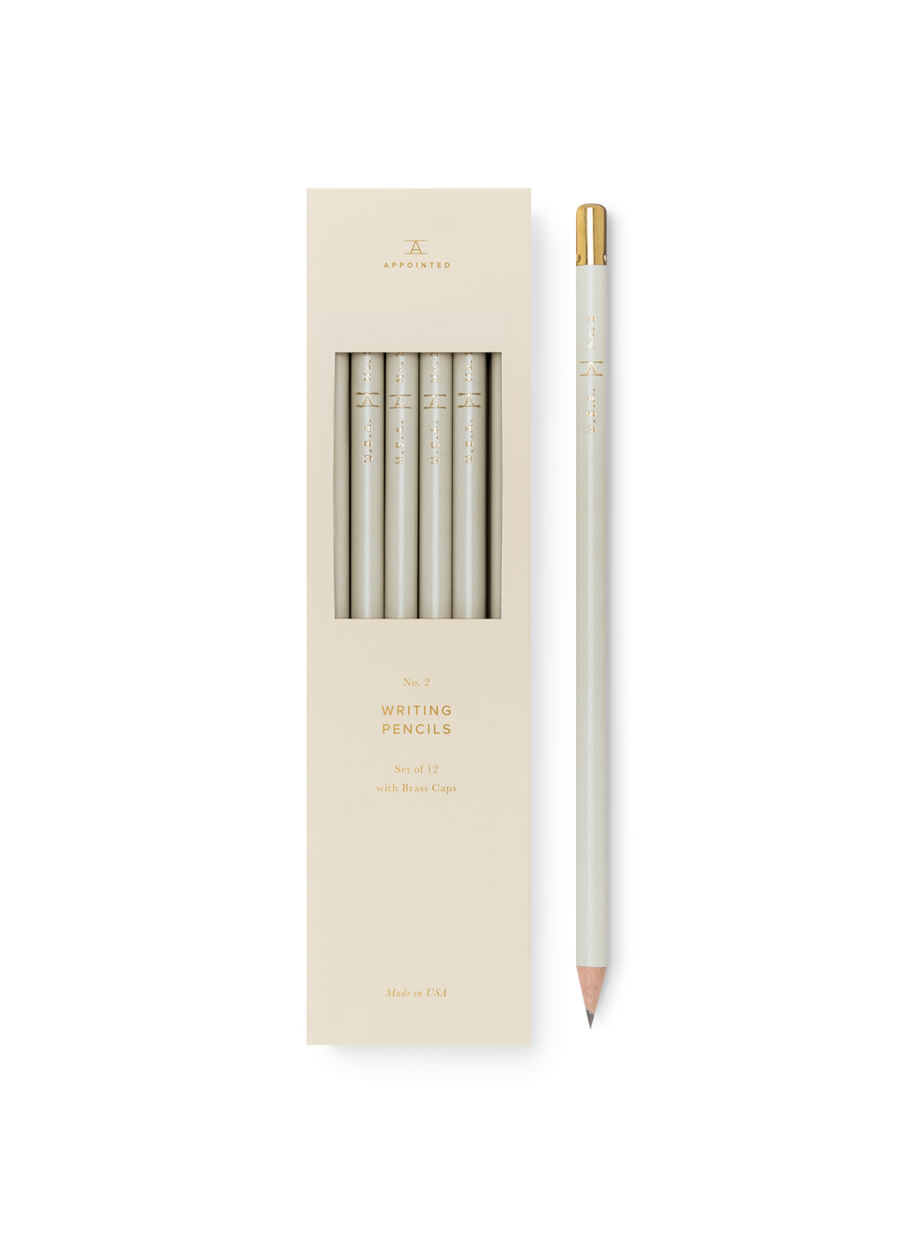 Appointed set of 12 Classic No. 2 Pencils in Natural, set front view || Cool Gray