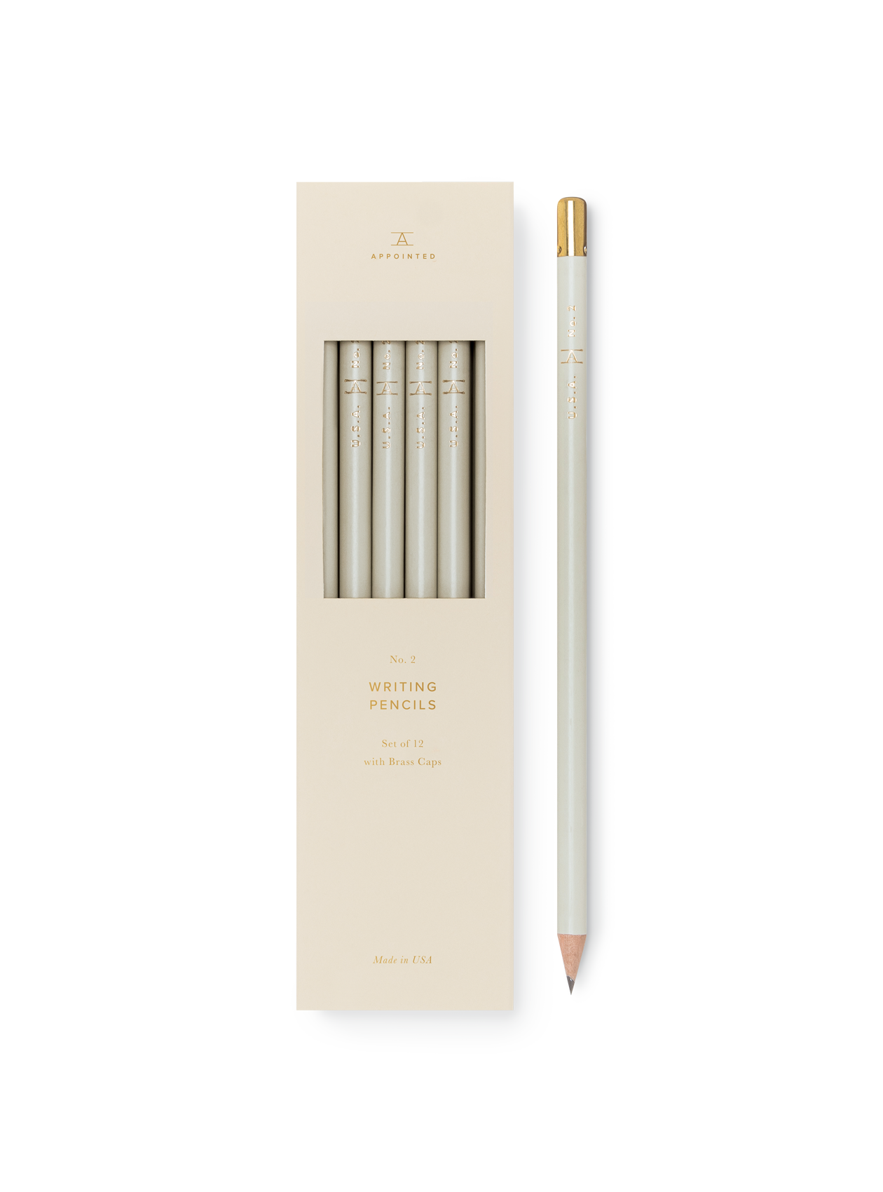 Appointed set of 12 Classic No. 2 Pencils in Natural, set front view || Cool Gray