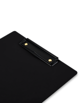 Detail shot of semi-matte onyx writing clipboard and low-profile clip || Onyx